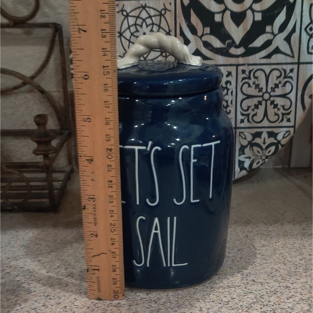 Rae Dunn Let's Set Sail Nautical Coastal Blue Cookie Jar Canister Beach Summer - Picture 7 of 12